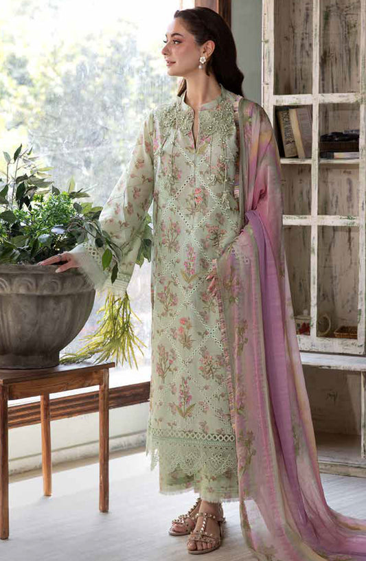 Vital by Sobia Nazir Embroidered Lawn Unstitched 3 Piece Suit - D-01 B - SN25VTV2 - Green - Summer Collection
