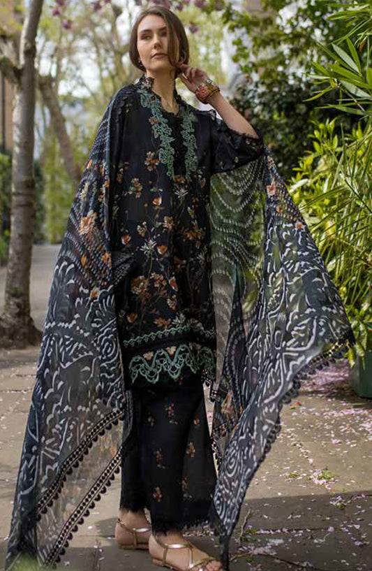 Sobia Nazir Basics Embroidered Lawn Unstitched 3 Piece Suit - SN25BS - 3B - Black - Summer Collection
