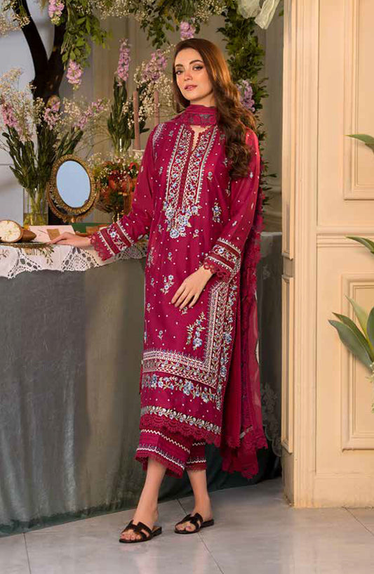 Vital by Sobia Nazir Embroidered Lawn Unstitched 3 Piece Suit - V-07 B - SBN25VL - Magenta - Summer Collection