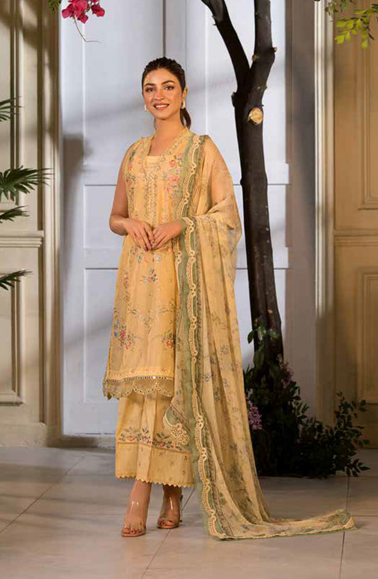 Vital by Sobia Nazir Embroidered Lawn Unstitched 3 Piece Suit - V-01 B - SBN25VL - Yellow - Summer Collection