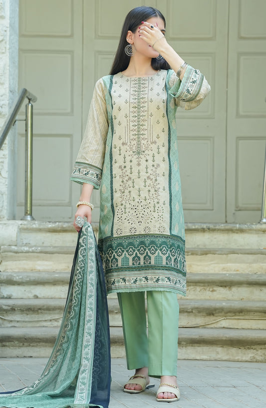 Soirees by Maryum Maniya Embroidered Lawn Unstitched 3 Piece Suit - SS-55 - MM25SS7 - Beige - summer Collection