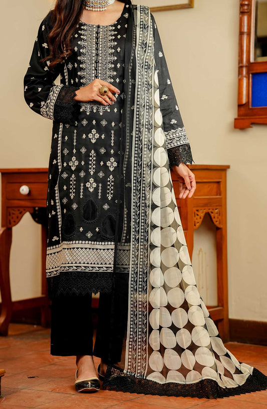 Soirees by Maryum Maniya Embroidered Lawn Unstitched 3 Piece Suit SS-36 MM25SS Black - Summer Collection
