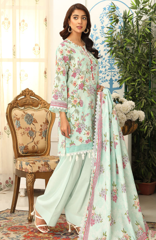 Mausummery Printed Lawn Unstitched 3 Piece Suit - Marine Bloom - MU25SSUL - Blue - Summer Collection
