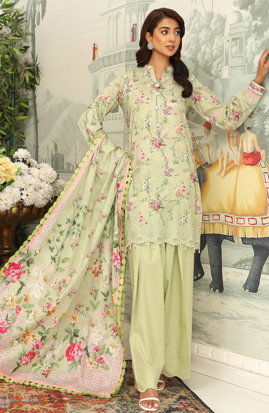 Mausummery Printed Lawn Unstitched 3 Piece Suit - Calla Lily - MU25SSUL - Green - Summer Collection