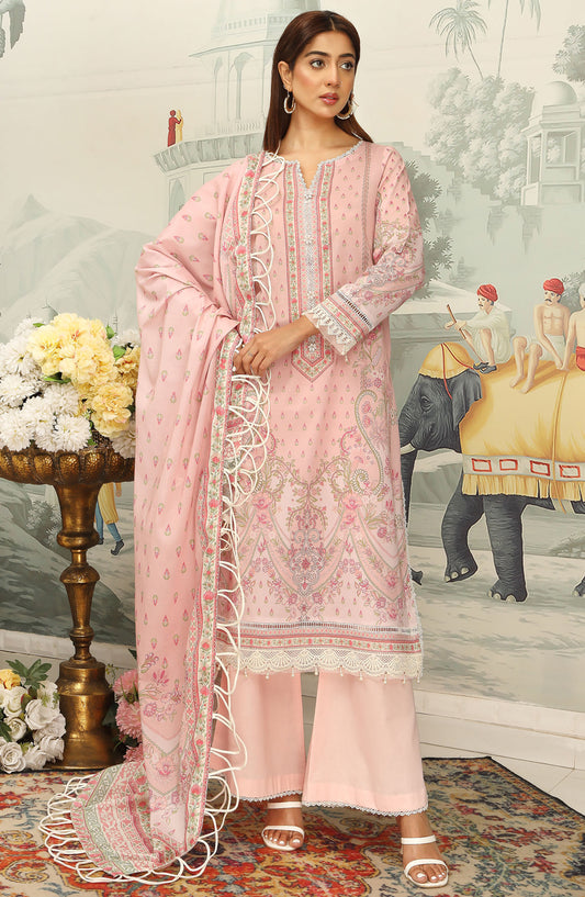 Mausummery Printed Lawn Unstitched 3 Piece Suit - Camellia - MU25SSUL - Pink - Summer Collection