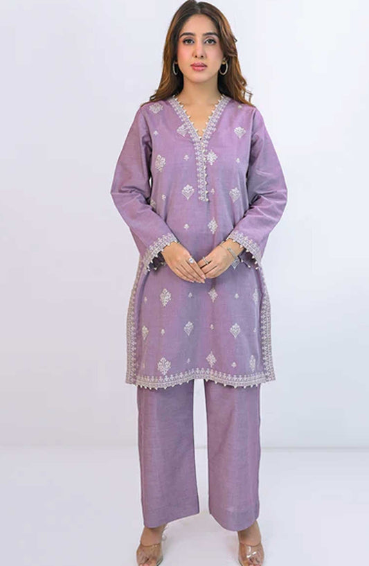 Ayla Studio Co-ords Chambrau Stitched 2 Piece - Tamana - AS25CO - Lavender - Casual Collection