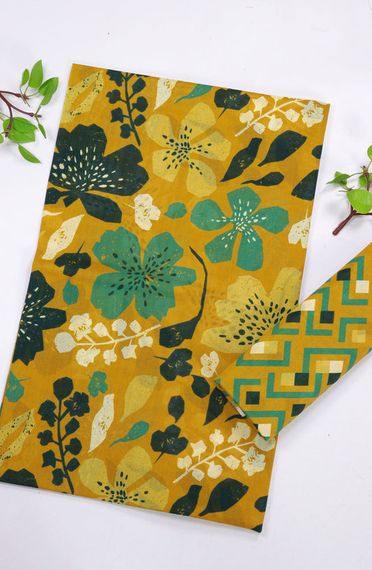 Aura by Amna Khadija Printed Lawn Unstitched 2 Piece Suit - D-10 - AM25AURA - Yellow - Summer Collection