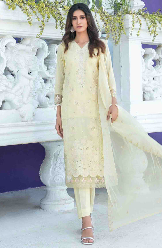 Mihrimia by Tawakkal Fabrics Embroidered Lawn Unstitched 3 Piece Suit - D-1749 - TF25MHNK - Yellow - Summer Collection