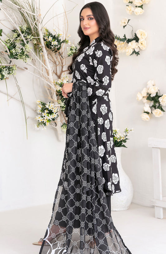 Sehra by Tawakkal Fabrics Digital Printed Lawn Unstitched 3 Piece Suit - TF25SHR - D-1179 - Black - Summer Collection