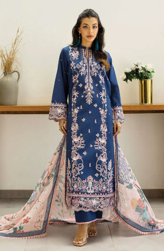 Tahra by Zainab Chottani Embroidered Lawn Unstitched 3 Piece Suit - D-14 - ZC25THEL - Blue - Summer Collection