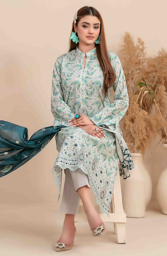 Meheroon by Tawakkal Fabrics Embroidered Lawn Unstitched 3 Piece Suit - D-1106 - TF25MELDPV2 - Green - Summer Collection
