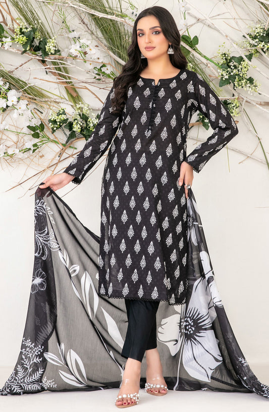 Sehra by Tawakkal Fabrics Digital Printed Lawn Unstitched 3 Piece Suit - TF25SHR - D-1178 - Black - Summer Collection