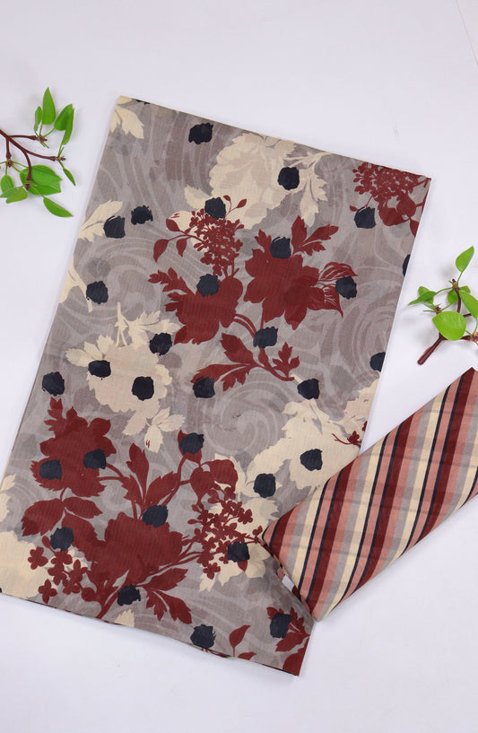 Aura by Amna Khadija Printed Lawn Unstitched 2 Piece Suit - D-01 - AM25AURA - Grey - Summer Collection