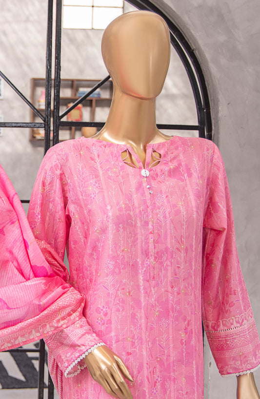HZ Textile Printed Lawn Unstitched 3 Piece Suit - NJP-06 - HZ25NKJP - Pink - Summer Collection
