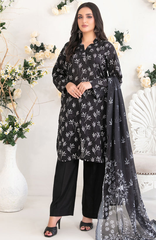 Sehra by Tawakkal Fabrics Digital Printed Lawn Unstitched 3 Piece Suit - TF25SHR - D-1176 - Black - Summer Collection