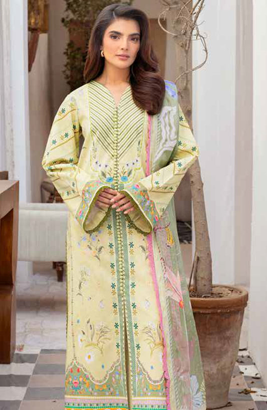 Florent Printed Lawn Unstitched 3 Piece Suit - FL-04 B - FL25LUP - Green - Summer Collection