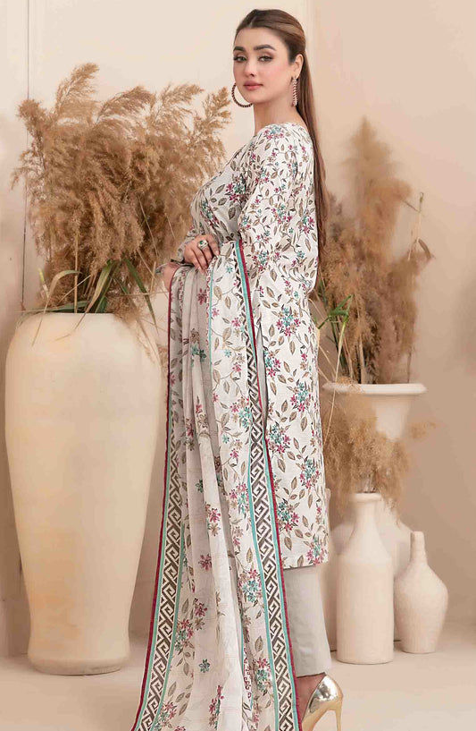 Meheroon by Tawakkal Fabrics Embroidered Lawn Unstitched 3 Piece Suit - D-1101 - TF25MELDPV2 - Off White - Summer Collection