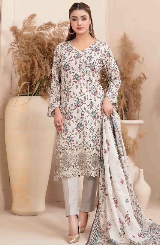 Meheroon by Tawakkal Fabrics Embroidered Lawn Unstitched 3 Piece Suit - D-1101 - TF25MELDPV2 - Off White - Summer Collection