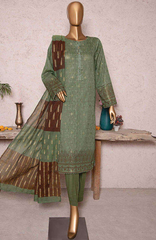 HZ Textile Printed Jacquard Unstitched 3 Piece - TJS-1201 - HZ25TJ - Green - Winter Collection