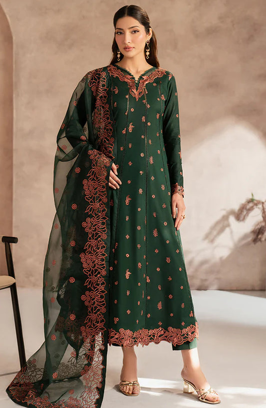 Zarif Embroidered Lawn Unstitched 3 Piece Suit - UNST-LWN-04 SIRAAN - ZF25CL - Green - Summer Collection