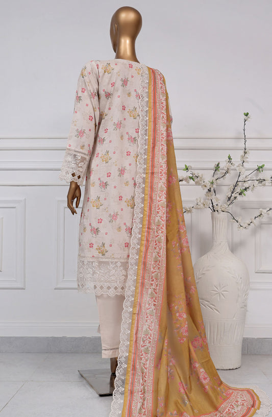 Sadabahar Embroidered Lawn Stitched 3 Piece Suit - D-12 - SB2525SEL - Off White - Summer Collection