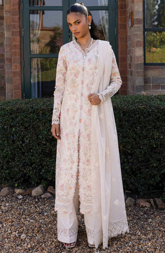 Qline by Qalamkar Embroidered Lawn Unstitched 3 Piece Suit - QM-18 Feeha - Q25QL - White - Summer Collection