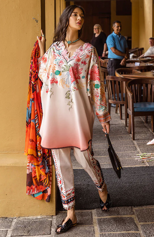 Hemline by Mushq Embroidered Lawn Unstitched 3 Piece Suit - MQ25HLD  - Clio - Peach - Summer Collection