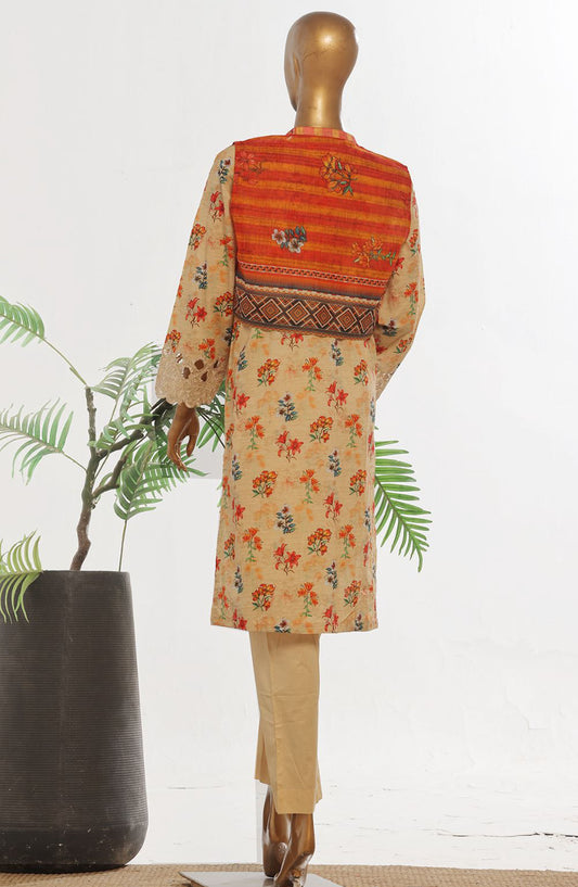 Bin Saeed Embroidered Lawn Stitched 3 Piece Suit - D-06 - BS25ECL - Beige - Summer Collection