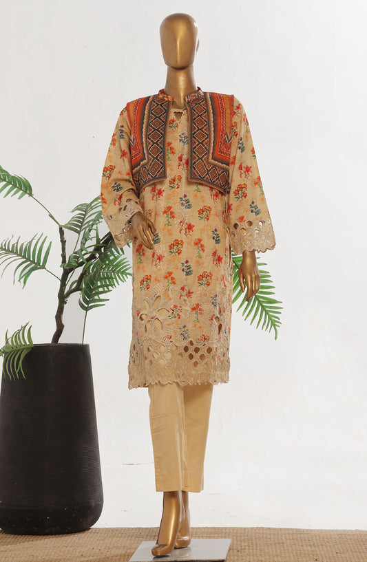 Bin Saeed Embroidered Lawn Stitched 3 Piece Suit - D-06 - BS25ECL - Beige - Summer Collection