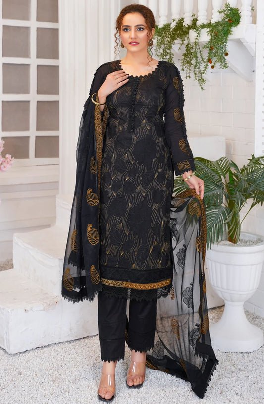Threads N Weaves Embroidered Lawn Unstitched 3 Piece Suit - L23109 - TNW25CL - Black - Summer Collection