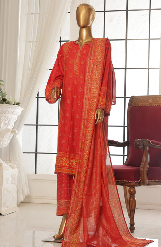 Bin Saeed Printed Lawn Stitched 3 Piece Suit - SM-118 - BS25EPLV2 - Red - Summer Collection