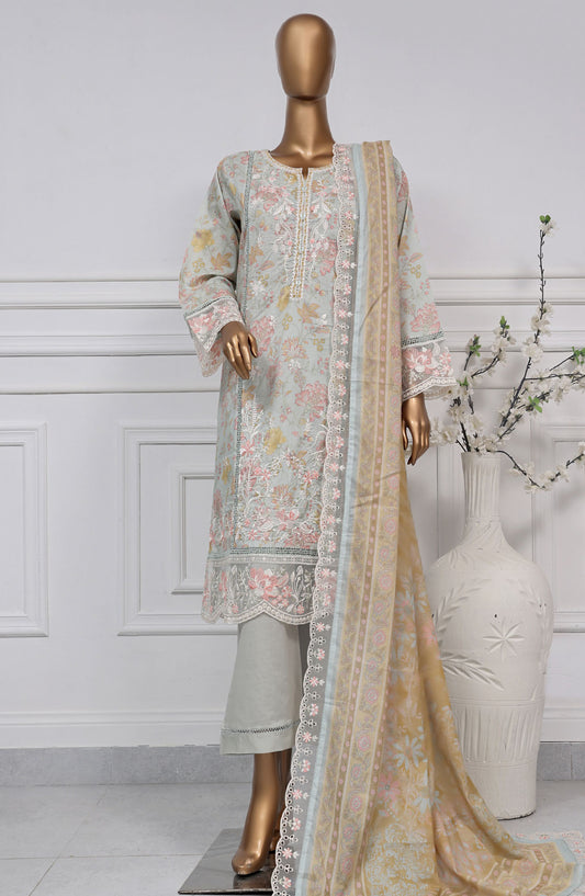 Sadabahar Embroidered Lawn Stitched 3 Piece Suit - D-09 - SB2525SEL - Grey - Summer Collection