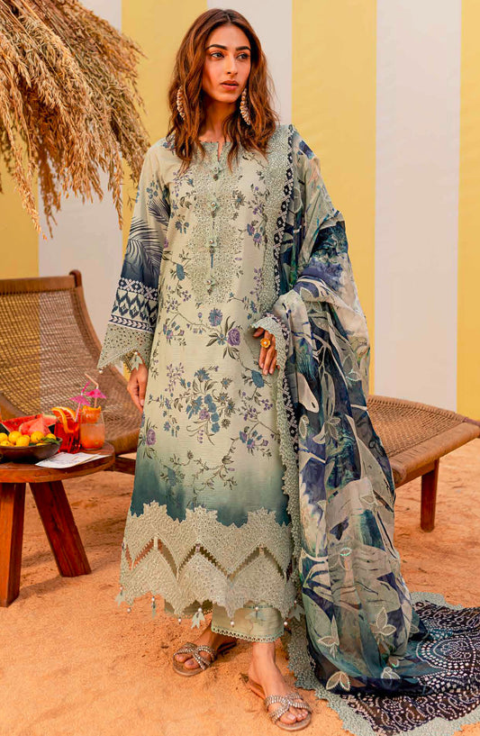 Gardenia by Nureh Embroidered Lawn Unstitched 3 Piece Suit - NSG - 183 - NU25GCL - Grey - Summer Collection