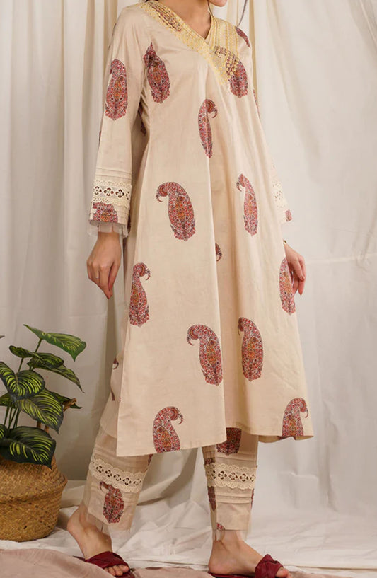Pret Diaries Embroidered Cotton Stitched 2 Piece - 55084 - PD25WC - Beige - Winter Collection