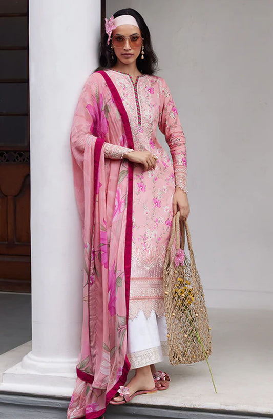 Saffira by Gulaal Chikankari Lawn Unstitched 3 Piece Suit - S-10 Mila - GUL25SL - Pink - Summer Collection