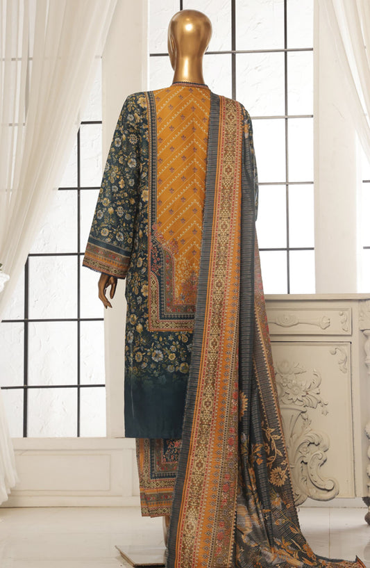 Bin Saeed Printed Lawn Stitched 3 Piece Suit - SM-049 - BS25EPLV2 - Mustard - Summer Collection