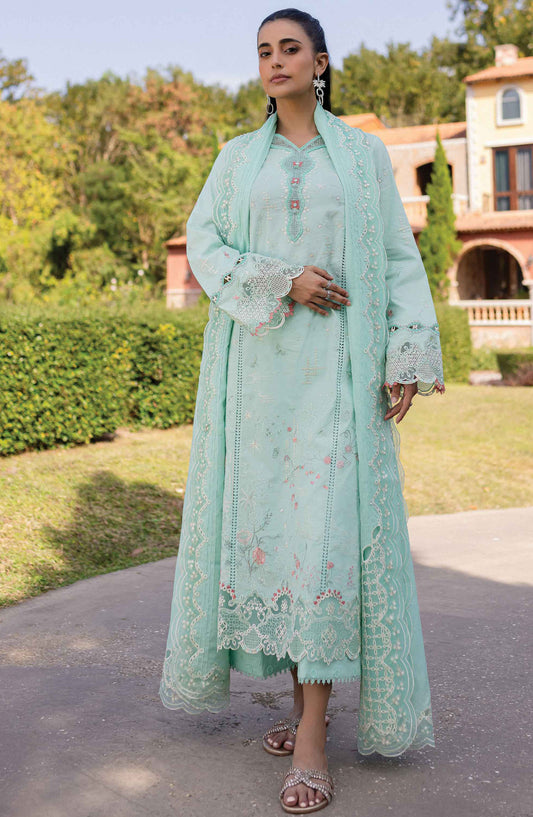 Qline by Qalamkar Embroidered Lawn Unstitched 3 Piece Suit - QM-13 Helen - Q25QL - Green - Summer Collection