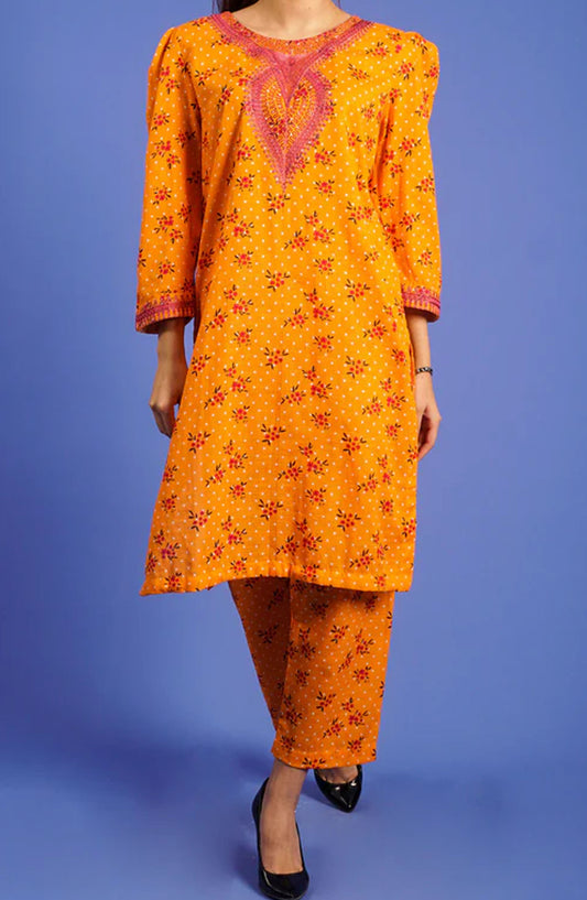 Pret Diaries Embroidered Khaddar Stitched 2 Piece - 55034 - PD25WC - Yellow - Winter Collection