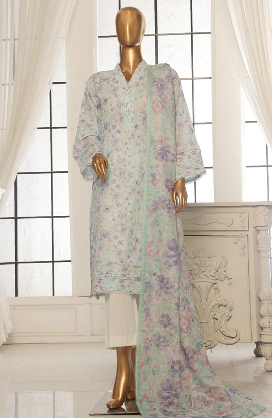 Bin Saeed Printed Lawn Stitched 3 Piece Suit - SM-097 - BS25EPLV2 - Blue - Summer Collection
