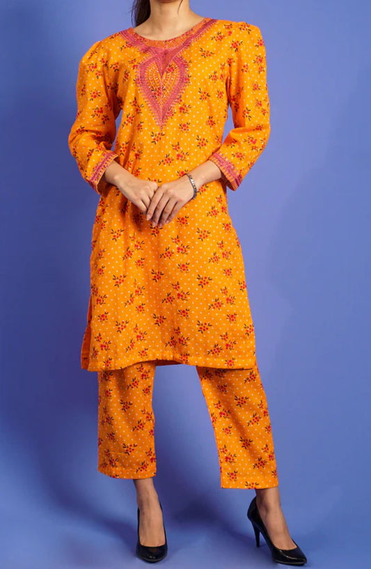 Pret Diaries Embroidered Khaddar Stitched 2 Piece - 55034 - PD25WC - Yellow - Winter Collection