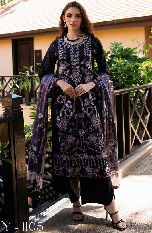 Riwayat by Ramsha Embroidered Lawn Unstitched 3 Piece Suit - Y-1105 - R25RLV11 - Purple - Summer Collection