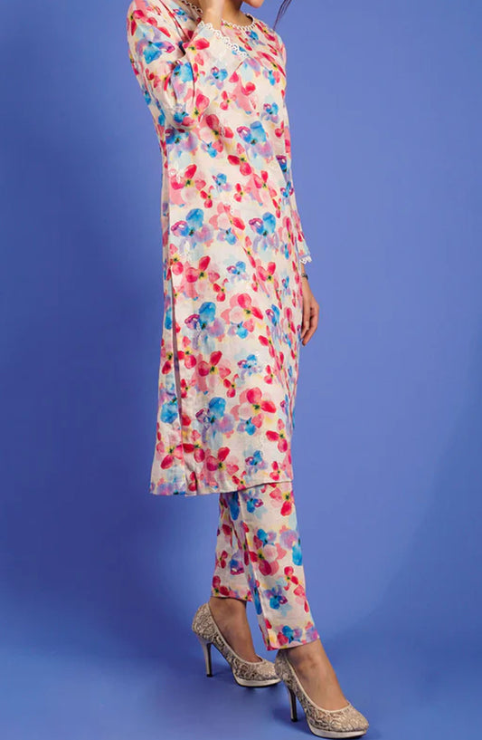 Pret Diaries Embroidered Khaddar Stitched 2 Piece - 55032 - PD25WC - White - Winter Collection