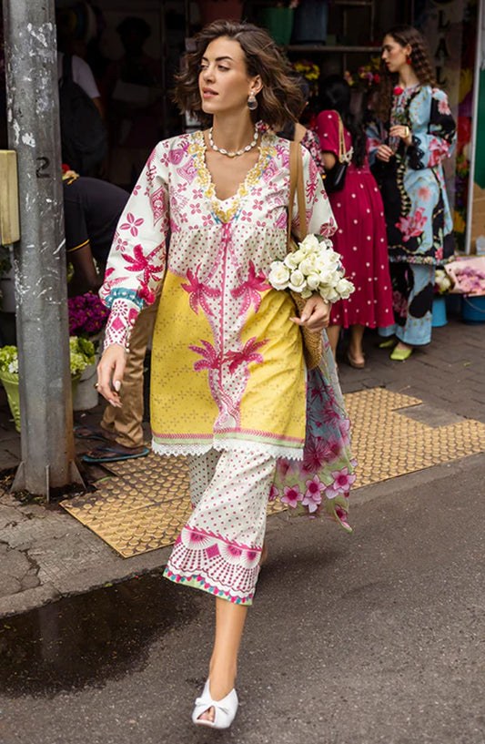 Hemline by Mushq Embroidered Lawn Unstitched 3 Piece Suit - MQ25HLD  - Sabrina - Yellow - Summer Collection