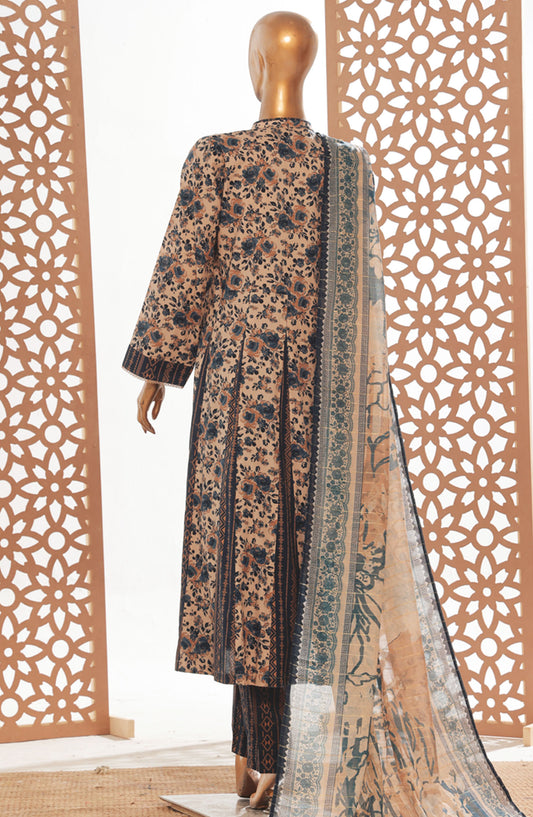Bin Saeed Printed Lawn Stitched 3 Piece Frock - D-03 - BS25PPFC - Blue - Summer Collection