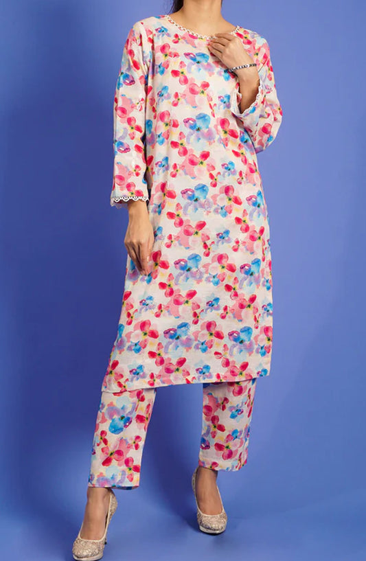 Pret Diaries Embroidered Khaddar Stitched 2 Piece - 55032 - PD25WC - White - Winter Collection