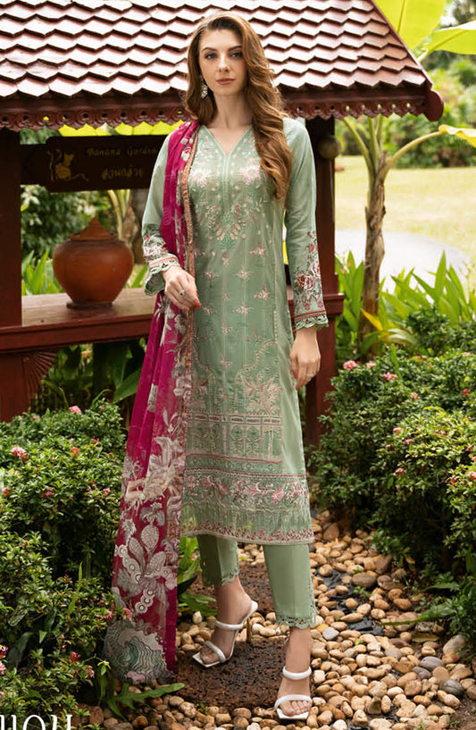 Riwayat by Ramsha Embroidered Lawn Unstitched 3 Piece Suit - Y-1104 - R25RLV11 - Green - Summer Collection