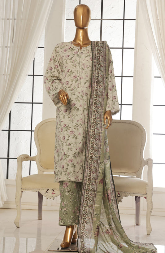 Bin Saeed Printed Lawn Stitched 3 Piece Suit - SM-061 - BS25EPLV2 - Grey - Summer Collection