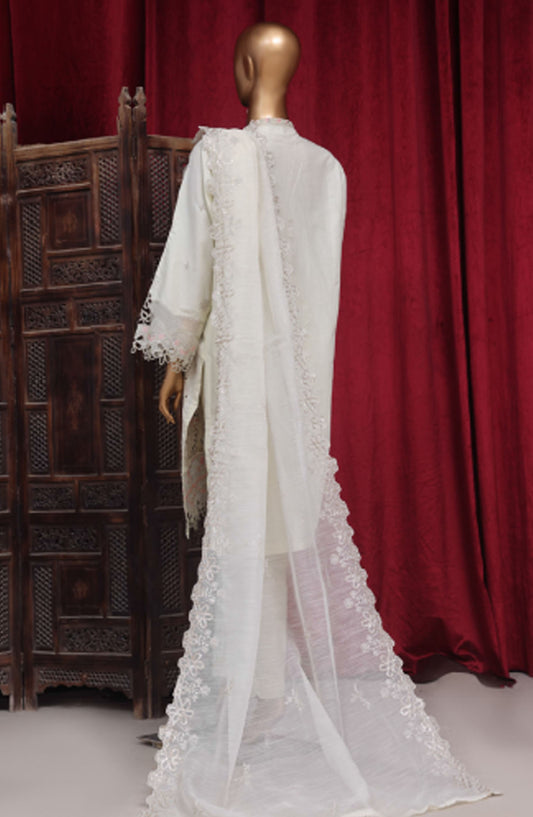 Bin Saeed Embroidered Lawn Stitched 3 Piece Suit - LF64B - BS25LF - White - Summer Collection