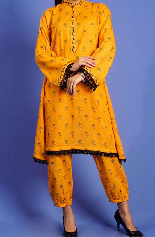 Pret Diaries Embroidered Khaddar Stitched 2 Piece - 55028 - PD25WC - Yellow - Winter Collection
