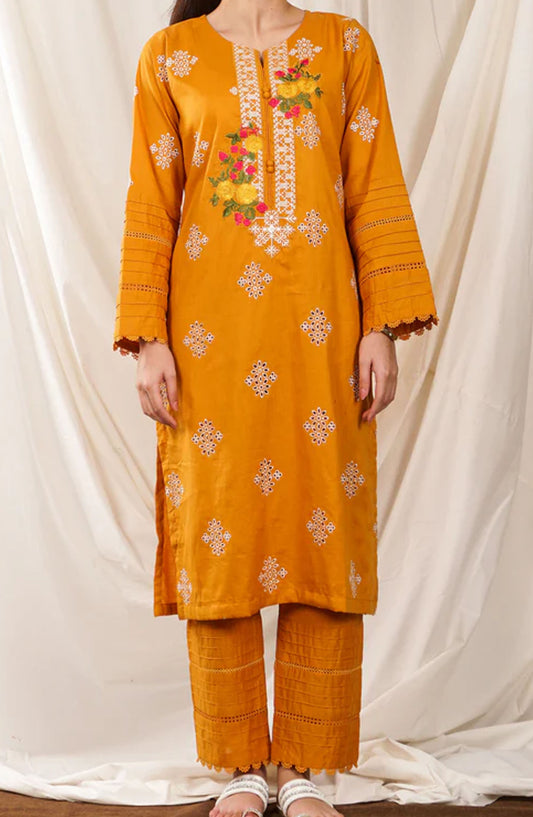 Pret Diaries Embroidered Cotton Stitched 2 Piece - 55054 - PD25SC - Yellow - Summer Collection